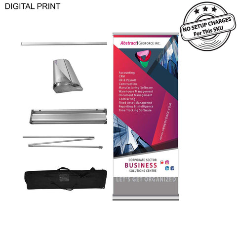 Deluxe Wide Base Retractable Banner with Graphics, Stand and Bag, NO SETUP CHARGE (33.5