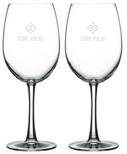 Durham, 19.5oz crystalline stemmed wine glass S/2 in an Ovation black gift box - Etched