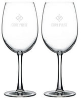 Durham, 19.5oz crystalline stemmed wine glass S/2 in an Ovation black gift box - Etched