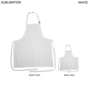 000581 Domestic made Bib Apron, 25x28, No pockets, Adjustable Neck, Sublimated, White or Stock Colored Ties