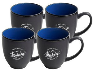 ~ Bistro 16oz 2tone black/blue mug S/4 in Raven gift box