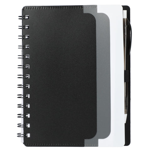 5'' x 7'' Recycled Dual Pocket Spiral Notebook w Pen
