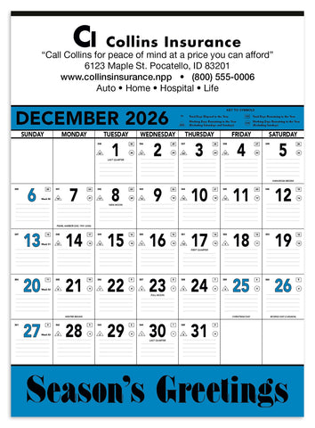 Triumph® Calendars Blue & Black Contractor Memo Calendar