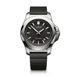 Victorinox® I.N.O.X. Large Black Dial/Black Genuine Rubber Strap Watch