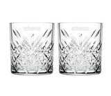 ~Timeless Whiskey 11.75 oz clear glass tumbler S/2 in a Mystique black gift box