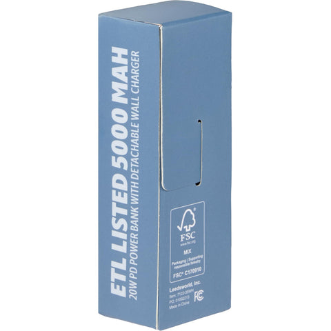 ETL Listed 5000 mAh 20W PD Power Bank with AC Plug
