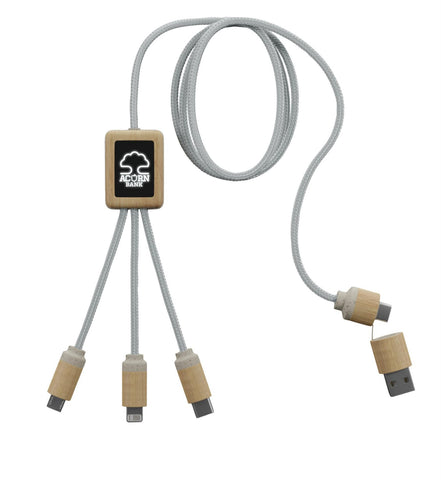 SCX Innovative Design™ 5-in-1 Bamboo Charging Cable 2A