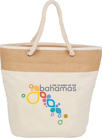 Jute Accent 12oz Cotton Canvas Rope Tote