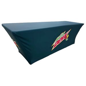 48 Hr Quick Ship - Sublimated Stretch Curved Fit Table Throw for 8ft table, 4 sided, Closed back