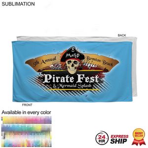 24 Hr Express Ship - Absorbent Microfiber Dri-Lite Terry Beach, Shower Towel, 30x60, Sublimated