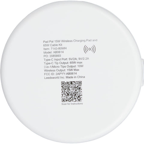 Pad Pal 15W Wireless Charging Pad & 65W Cable Kit