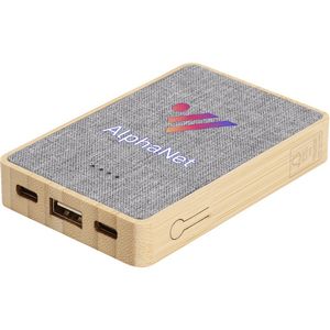 Dual Port Bamboo/rPET Power Bank 5,000 mAh