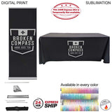 24Hr Express Ship Deluxe Trade Show Package, Deluxe Retractable Banner+Premium Sublimated tablecloth