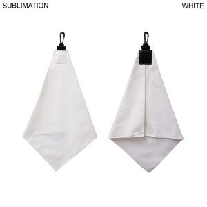 Microfiber Suede Shammy Golf Towel, Triangle Shape, 11x17, Folded with Black Swivel Hook, Sublimated