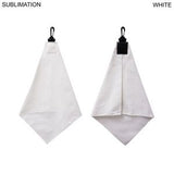 Microfiber Suede Shammy Golf Towel, Triangle Shape, 11x17, Folded with Black Swivel Hook, Sublimated