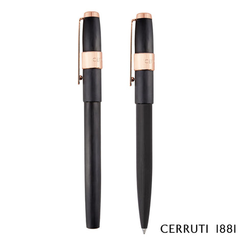 Cerruti 1881® Block Brushed Ballpoint & Rollerball Pen Set