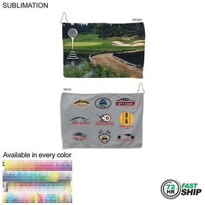 72Hr Fast Ship - Microfiber Terry Golf Towel, Finished size 12x18, Nofold, Sublimated 2 sides