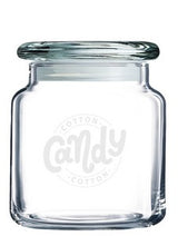 ~Candy Jar 16oz with lid clear glass - Etched