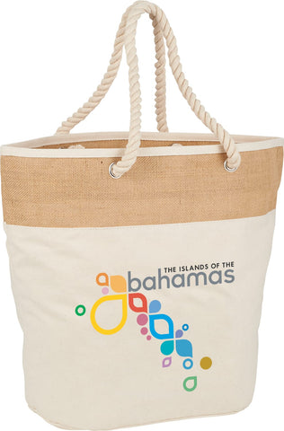 Jute Accent 12oz Cotton Canvas Rope Tote