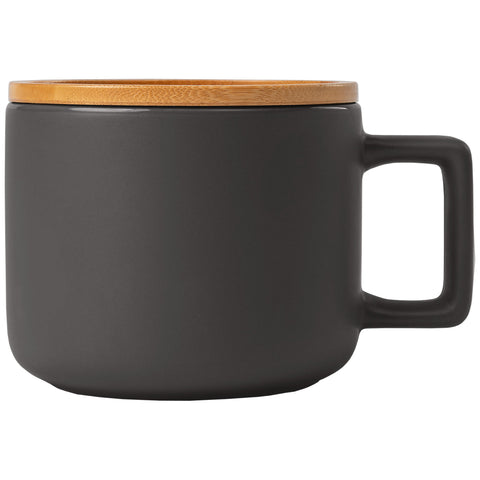 Café Virtuoso - 12 oz. Ceramic Mug with Bamboo Lid - Laser Engraved