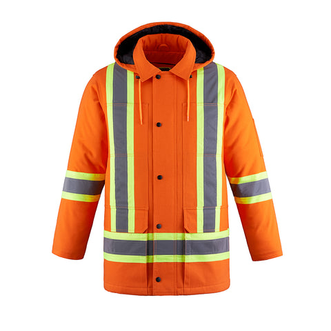 Kingpin Adult Cotton Canvas Hi-Vis Insulated Parka w/Detachable Hood