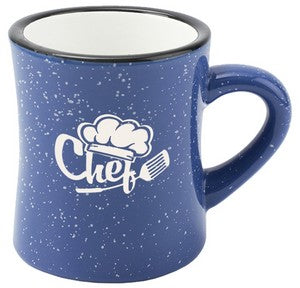 Diner 10oz speckled blue exterior/white interior mug - Etched