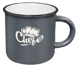 Fireside 16oz grey/white mug with black trim in a Ripple gift box - Etched