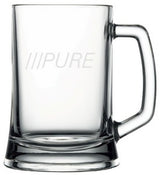 Kassel 16.75oz heavy base clear glass handled mug - Etched