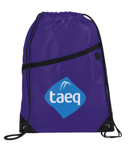 Robin Drawstring Polyester Bag with Front Zipper Pocket