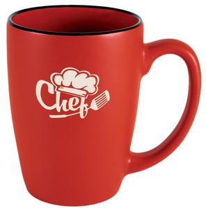 Houston 16oz matte red/black ceramic mug in Ripple gift box- Etched