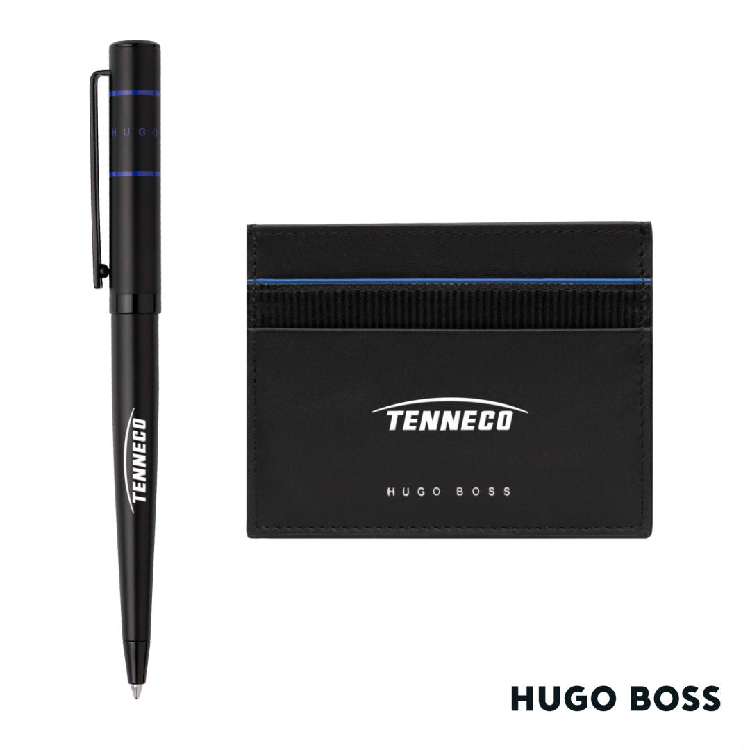 Hugo Boss® Gear Card Holder/Ribbon Matrix Ballpoint Pen