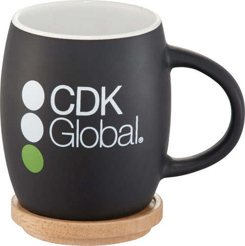 15 Oz. Hearth Ceramic Mug with Wood Lid/Coaster