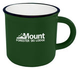 Fireside 16oz dark green/white mug with black trim in a Ripple gift box