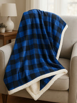 Deluxe Sherpa Throw Blanket- Buffalo Check