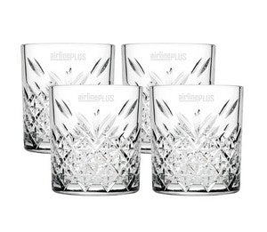 ~Timeless Whiskey 11.75 oz clear glass tumbler S/4 in a Midnight black gift box