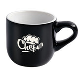 Wellington 11oz vitrified ceramic black/white cappuccino mug - Etched