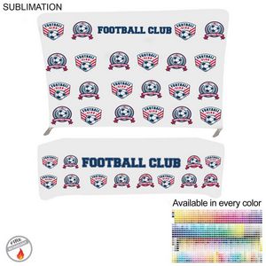 000588 Tradeshow Booth Package Supreme, 10' EuroFit Wall Display and PREMIUM 8' Sublimated Tablecloth