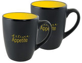 ~Cottager 12oz matte black mug with yellow interior S/2 in Mystique gift box