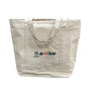 12 oz. Two-Tone Zippered Cotton Tote Bag