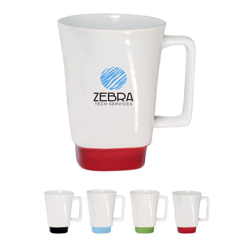 16 Oz. Stoneware Mug w/Square Color Base