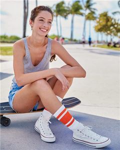 SOCCO USA-Made Striped Crew Socks