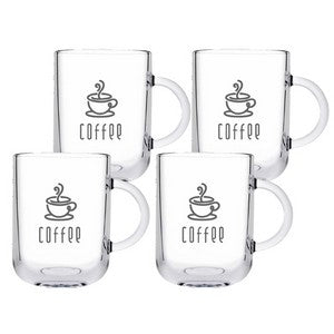 Ionic, 11oz clear glass mug, set of 4 in a Midnight gift box