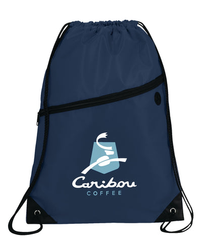 Robin Drawstring Polyester Bag with Front Zipper Pocket
