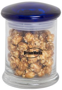 ~ Clear New Orleans glass Jar 12.25oz w/blue lid