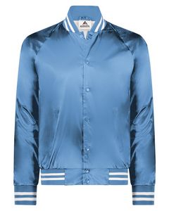 Augusta Unisex Striped Trim Satin Baseball Jacket