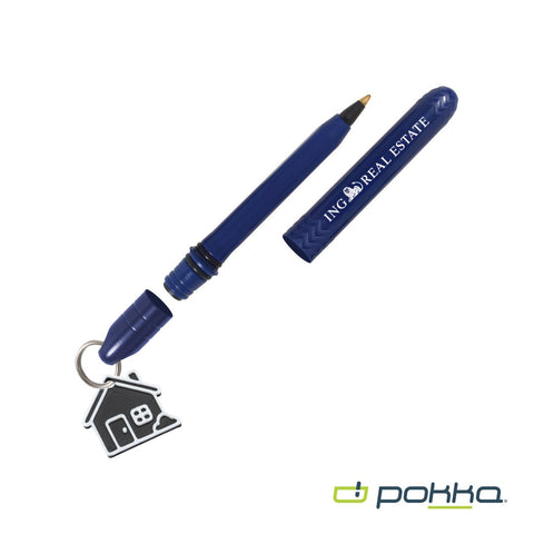 Pokka? Pocket Pen w/Dock & Chrome Keyring & Charm in Tin Box