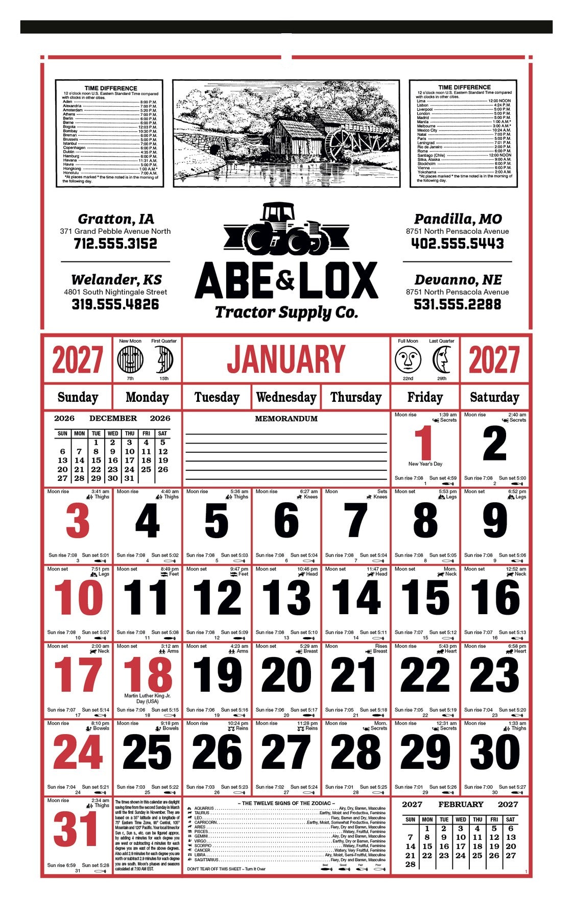 Skinner & Kennedy 8-Sheet Almanac Calendar image