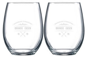 ~Veranda 17oz stemless wine S/2 in Mystique gift box