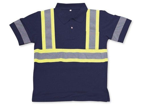 Navy Blue Polo Safety Shirt w/Collar