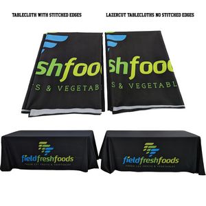 24Hr Express Ship - 6' LazerCut 3-Sided Sublimated Tablecloth, Drape Style, Open Back